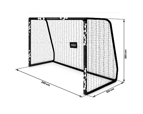 Ворота футбольні Neo‑Sport Hexagon NS‑472 300 х 200 х 120 см, чорні