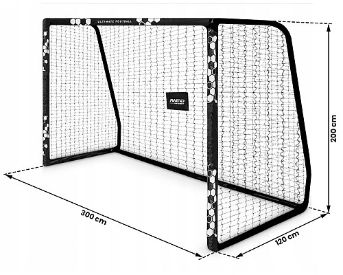 Ворота футбольні Neo‑Sport Hexagon NS‑472 300 х 200 х 120 см, чорні