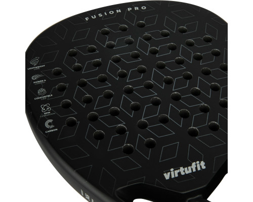 Ракетка для падел тенісу VIRTUFIT FUSION PRO, чорно-срібляста