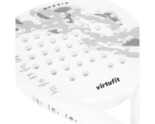 Ракетка для падел тенісу VIRTUFIT HYBRID, біло-сіра