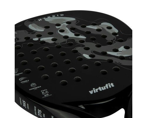 Ракетка для падел тенісу VIRTUFIT HYBRID, чорно-сіра