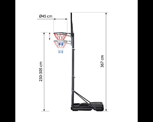 Стійка баскетбольна NILS ZDKA21 305 см, чорно-сіра