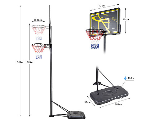 Стійка баскетбольна NILS ZDK019E 305 см, чорно-жовта