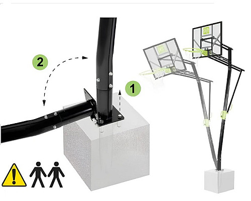 Стійка баскетбольна EXIT Galaxy 365 см стаціонарна, чорно-зелена