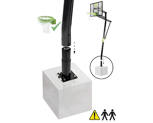 Стійка баскетбольна EXIT Galaxy 365 см стаціонарна, чорно-зелена