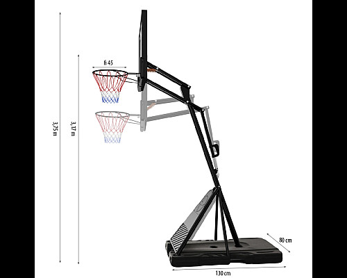 Стійка баскетбольна NILS ZDK024 317 см, чорно-біла