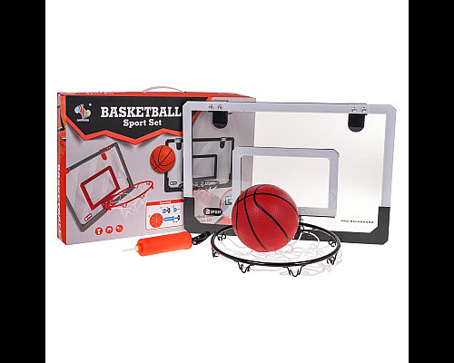 Щит баскетбольний Ramiz AT-828 45,5 x 30,5 см, м'яч + насос, чорно-сірий