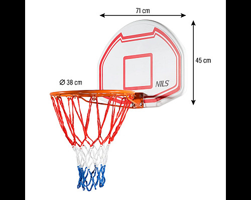 Щит баскетбольний NILS TDK009 71 х 45 см, червоно-білий