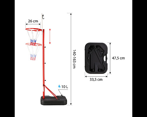 Стійка баскетбольна NILS ZDK881G 140 см, червоно-біла