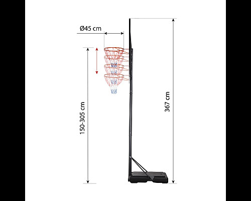 Стійка баскетбольна NILS ZDK319E 305 см, чорно-жовта