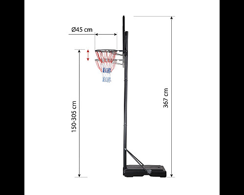 Стійка баскетбольна NILS ZDK321 305 см, чорно-сіра