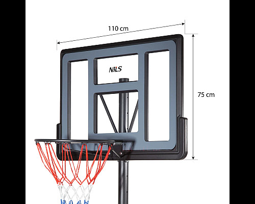 Стійка баскетбольна NILS ZDK321 305 см, чорно-сіра