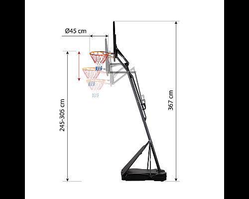 Стійка баскетбольна NILS ZDK520 305 см, чорна