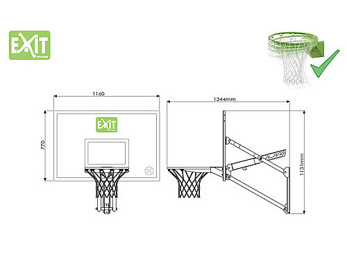 Щит баскетбольний Exit Galaxy 45 см, чорно-зелений