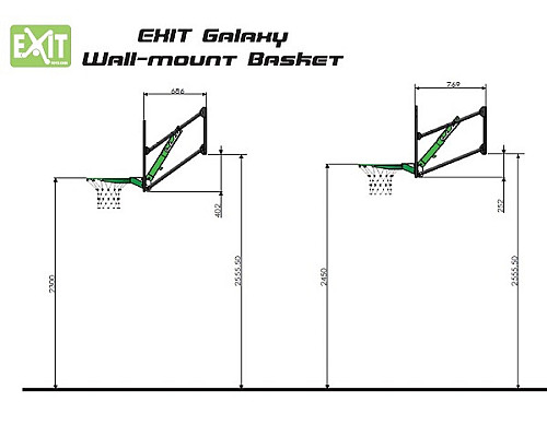 Щит баскетбольний Exit Galaxy 45 см, чорно-зелений