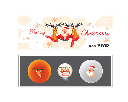 М'ячі для гольфу Volvik Christmas 2 шт, біло-помаранчевий