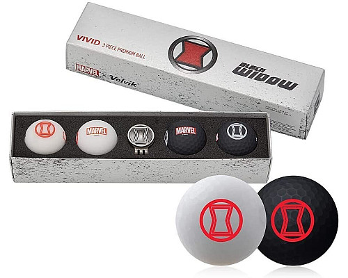 М'ячі для гольфу Volvik Marvel BLACK WIDOW 4 шт, чорно-сірі