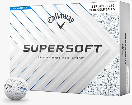 М'ячі для гольфу Callaway Supersoft  Splatter 360, 2025 12 шт, біло-синій