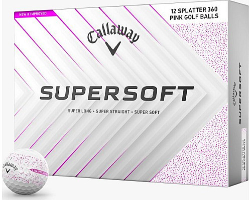 М'ячі для гольфу Callaway Supersoft Splatter 360,  2025 12, біло-рожеві