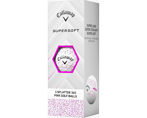 М'ячі для гольфу Callaway Supersoft Splatter 360,  2025 12, біло-рожеві