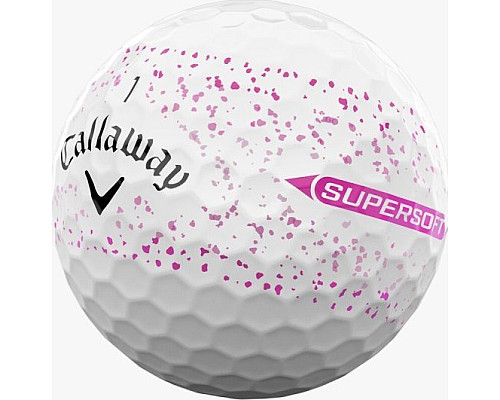 М'ячі для гольфу Callaway Supersoft Splatter 360,  2025 12, біло-рожеві