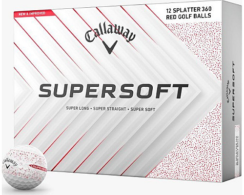 М'ячі для гольфу Callaway Supersoft Splatter 360, 2025 12, біло-червоні