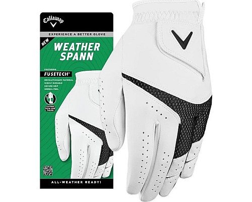 Рукавички для гольфу Callaway Weather Spann р. M, біло-чорні