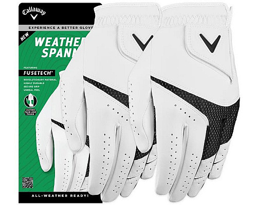 Рукавички для гольфу Callaway Weather Spann MLH р. S 2 шт, біло-чорні