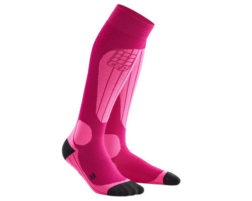 Жіночі компресійні лижні шкарпетки CEP Thermo - Pink/Fluo Pink - III - рожеві