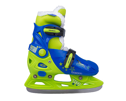 Ковзани для хлопців WORKER Kelly Pro Boy з хутром - розмір  XS (29-32), синьо-зелені