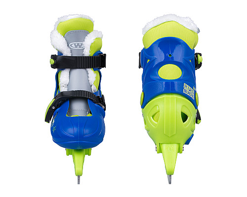 Ковзани для хлопців WORKER Kelly Pro Boy з хутром - розмір  XS (29-32), синьо-зелені