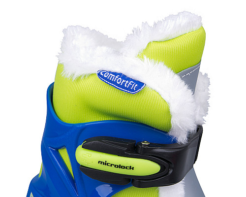 Ковзани для хлопців WORKER Kelly Pro Boy з хутром - розмір  XS (29-32), синьо-зелені