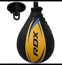 Пневмогруша боксерська шкіряна з кріпленям RDX 2Y Multi діаметр 54 см, чорно-жовта