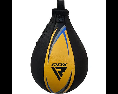 Пневмогруша боксерська шкіряна з кріпленям RDX 2Y Multi діаметр 54 см, чорно-жовта