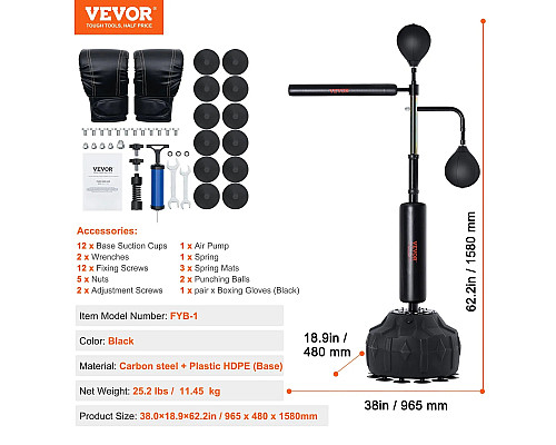 Боксерська груша з підставкою VEVOR, чорна
