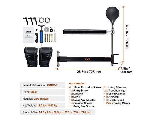 Боксерський тренажер настінний VEVOR, чорна