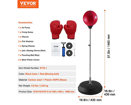 Боксерский набір VEVOR, чорно-червоний