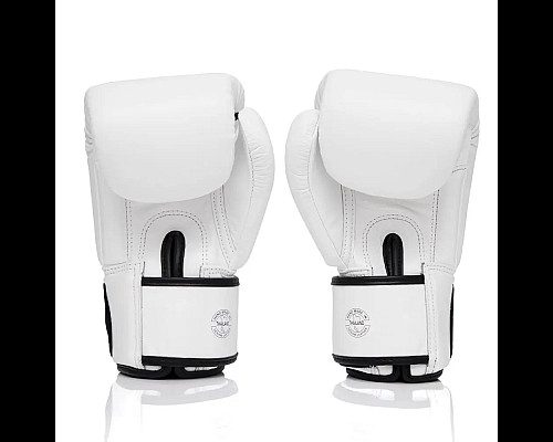 Рукавички боксерські шкіряні з бинтами Fairtex BGV1-ONE 10 унцій, білі