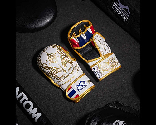 Рукавички для ММА Phantom Muay Thai розмір L/XL, біло-золотисті
