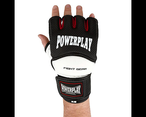 Рукавички для MMA PowerPlay 3075 розмір M, чорно-білі