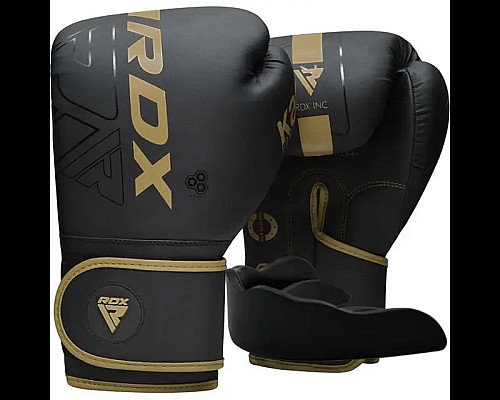 Рукавички боксерські з капою RDX F6 Kara Matte розмір 8 унцій, чорно-золотисті