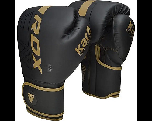 Рукавички боксерські з капою RDX F6 Kara Matte розмір 8 унцій, чорно-золотисті
