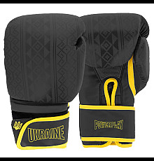 Рукавички боксерські PowerPlay 3021 Ukraine розмір 16 унцій, чорно-жовті