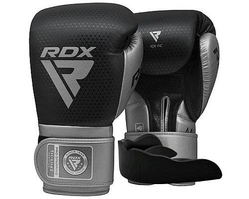 Рукавички боксерські з капою RDX  MARK PRO TRI LIRA 2 розмір 10 унцій, чорно-сріблясті
