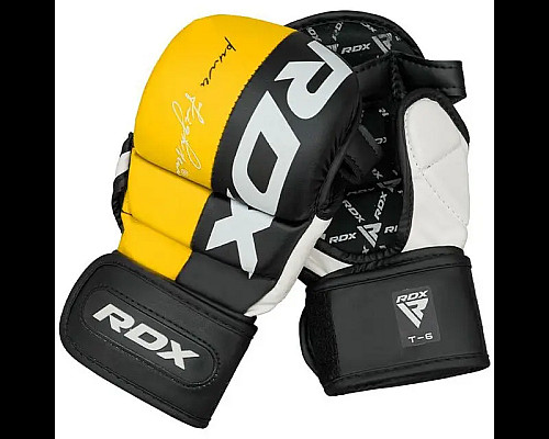 Рукавички греплінгові для ММА RDX T6 Plus Rex розмір XL, чорно-жовті