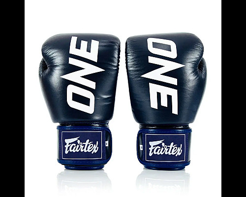Рукавички боксерські шкіряні з бинтами Fairtex BGV1-ONE 14 унцій, темно-сині