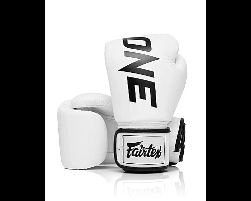Рукавички боксерські шкіряні з бинтами Fairtex BGV1-ONE 12 унцій, білі