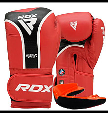 Рукавички боксерські з капою RDX AURA PLUS T-17 розмір 10 унцій, червоно-чорні