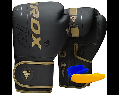 Рукавички боксерські з капою RDX F6 Kara Matte 16 унцій, чорно-золотисті