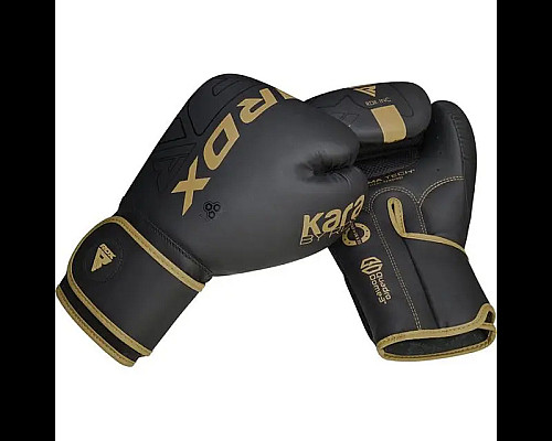 Рукавички боксерські з капою RDX F6 Kara Matte 16 унцій, чорно-золотисті